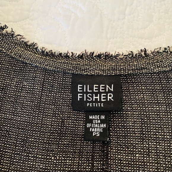 Eileen Fisher 2-Piece Linen Blend Dress and Fray Trim Jacket - Small Petite - Picture 6 of 16
